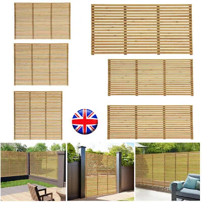 Heavy Duty Horizontal Slatted Wood Garden Fence Panels Pressure Treated 6ft Wide • £105.95