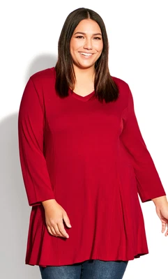 $20 • Buy Avenue By City Chic Womens Plus Size Cape Cod Plain Tunic - Ruby Red