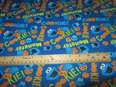 Blue Sesame Street Cookie Monster Fabrics Cotton Fabric By The Yard • $12.50