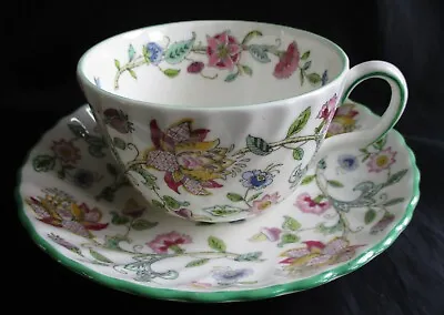 Minton England Cup & Saucer Set Haddon Hall Green Trim B 1451 Mint • $18