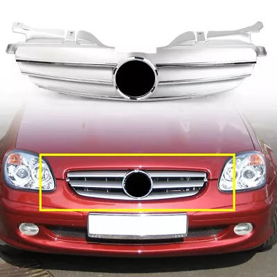 Front Upper Grill For R170 W170 AMG SLK-Class 98-04 Mercedes Benz  3 Fin Silver • $113.88