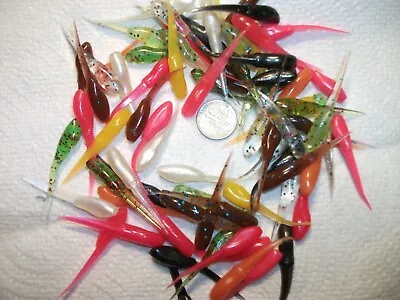 70-1 3/4 MIX-CRAPPIE-BASS-PANFISH-FISHING GRUBS LURES-JIGS-STINGERS-drop Shot • $12.99