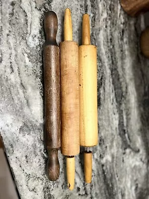 Lot Of 3 Vintage Wooden Rolling Pins Rustic Cottagecore Country Primitive Kitch • $29.99