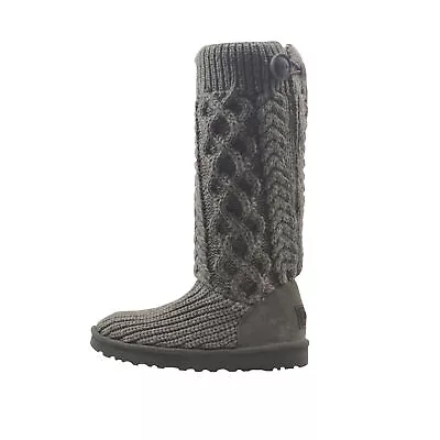 UGG Classic Cardi Cabled Knit Grey Women's Boots 1146010 • $129