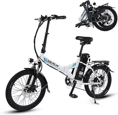 VARUN 20  Electric Bike Peak 750W Folding E-Bike 20MPH 48V White Adults Bicycle • $439.98