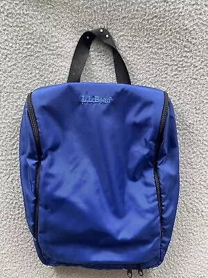 LL Bean Large Travel Toiletry Bag Hanging Personal Organizer No Flaws Blue Nylon • $25.99