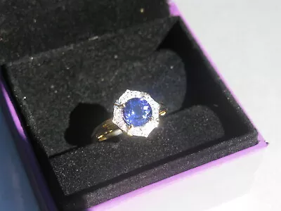 Beautiful AAAA Tanzanite And Diamond 18K Gold Ring 1.63cts • $1195