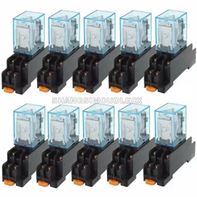12V DC Coil Power Relay LY2NJ DPDT 8-Pin HH62P JQX-13F With Socket Base NEW • $2.54