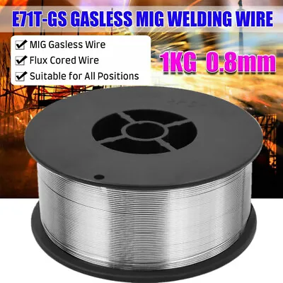 0.8mm 1KG GASLESS MILD STEEL MIG WELDING WIRE REEL SPOOL ROLL FLUX CORED NO GAS • £8.80