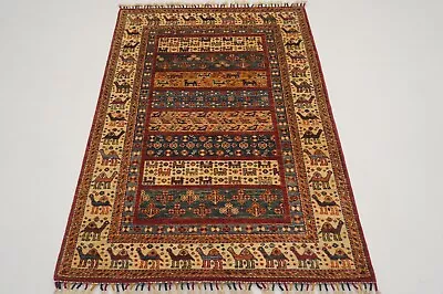 3x5 Ft Red Animal Gabbeh Afghan Hand Knotted Wool Tribal Area Rug • $399