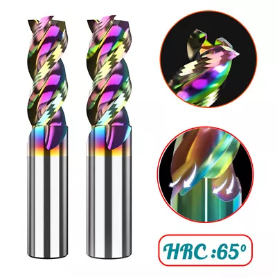 Solid Carbide End Mill 3 Flute HRC65 DLC Coated Slot Drills - 1mm To 20mm • £184.99