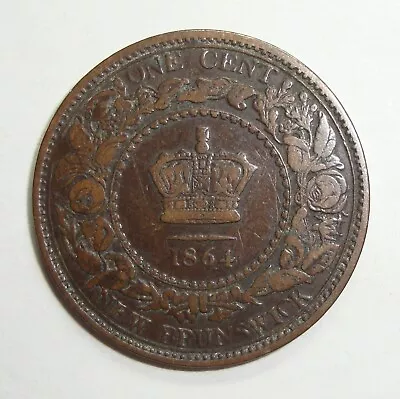 1864 New Brunswick Canada One 1 Cent Victoria Large Penny Coin • $2.15