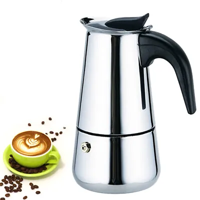 Stovetop Coffee Maker Espresso Stainless Steel 4 Cups 14 Oz Moka Pot Italian • $15.49