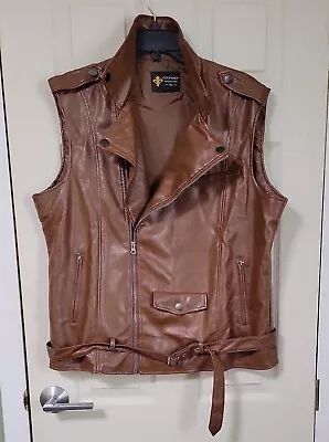 COOFANDY Men's 80's RETRO Fashion Vest Double Breasted Size XL EUC Faux Leather  • $15