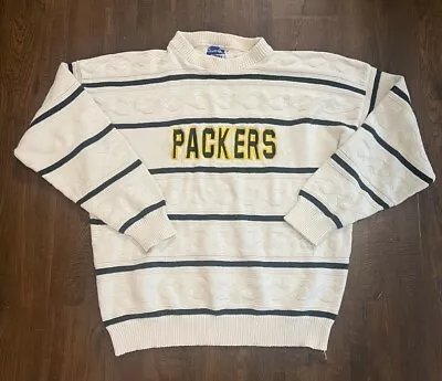 Vintage Green Bay Packers Cable Knit Sweater Large Nutmeg Mills EUC • $34.99