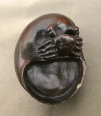 Old Japanese Netsuke Carved Wood Crab Signed 1.75  • £96.50