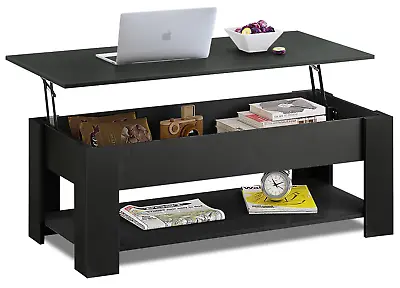 Wooden Coffee Table With Storage Lift Top Up Drawer Shelf Living Room Furniture • £55.99