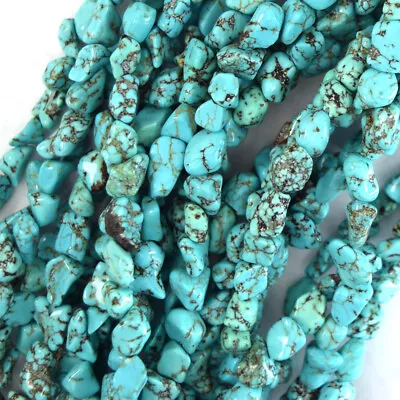 Blue Turquoise Pebble Nugget Beads Gemstone 15  Strand 7-8mm 10-14mm 16-22mm • $5.99