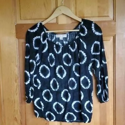 Michael Kors Tye Dyed Black & White Pullover Sz. S Blouse Tunic • $17