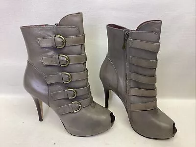 Max Studio Taupe Boots Size 6   4” Heels Faux Leather • $18.99