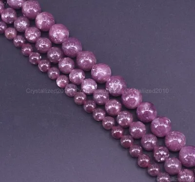 AAA Natural Purple Lepidolite Gemstone Round Loose Beads 6mm 8mm 10mm 12mm 15.5  • $19.48