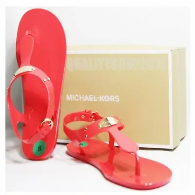 NEW  MICHAEL KORS JELLY Plate Thong Sandal MK Logo Coral Reef Womens CHOOSE SIZE • $39.89