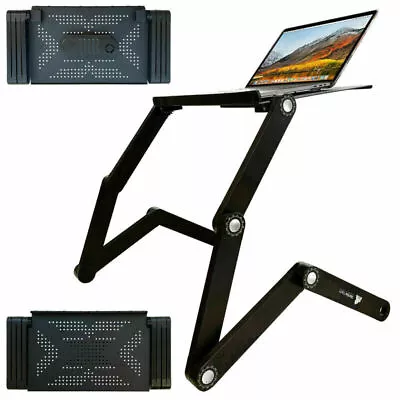 Portable Laptop Table Adjustable Mouse Pad Dual Cooling Fans For Home Use Desk • £14.49