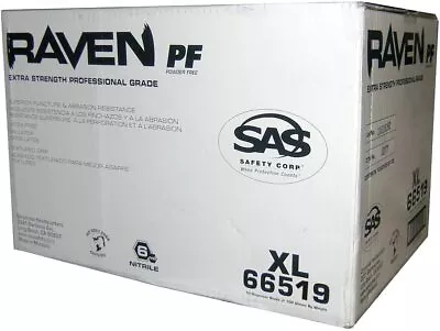 SAS 66519 Raven Powder-Free Black Nitrile Gloves X-LARGE Case (10 Boxes Of 100) • $122.99