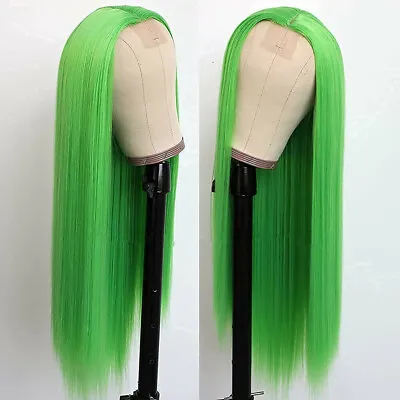 Women Long Straight Synthetic Wig Green Hair Fashion Lady Cosplay Party Wigs • $18.13