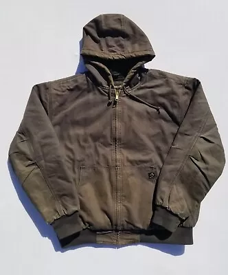 Vintage Carhartt Style Jacket Dri Duck Gray Hooded Faded Distressed Size XL Full • $37.50