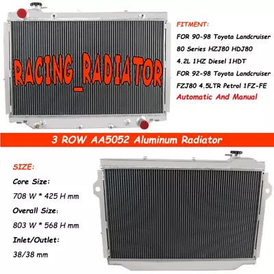 3Row Radiator Fit 1990-98 Landcruiser 80 Series HDJ80 HZJ80 4.2L 1HZ 1HDT DIESEL • $299