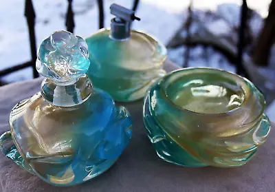 1965 ARCHIMEDE SEGUSO SET Bowl Atomizer Perfume Bottle Sfumato Murano Glass • $650