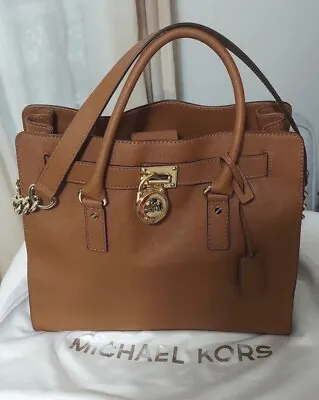 Michael Kors Hamilton Leather Medium Tan Satchel Bag-Good Condition • $55