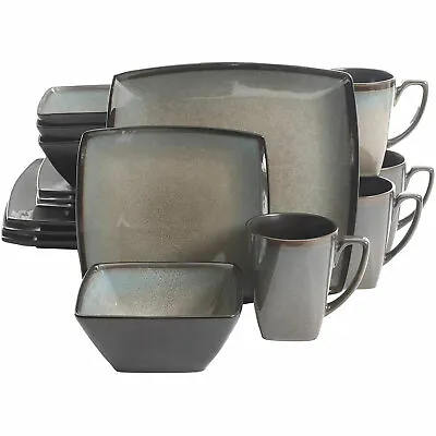 $59.99 • Buy Gibson Elite 16 Piece Glazed Square Dinnerware Set With Plates, Bowls, And Mugs