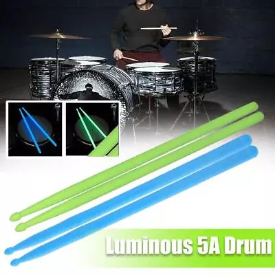 2 Luminous 5A Drum Stick Glow In The Dark Stage Music Band Performance Drumstick • $10.25