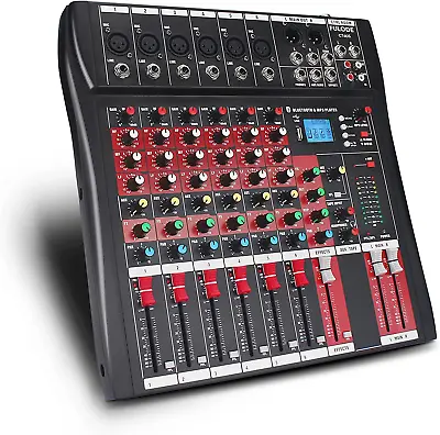 FULODE CT60 6-Channel Professional Mixer Audio Bluetooth U Disk 48V Phantom Powe • $138.99