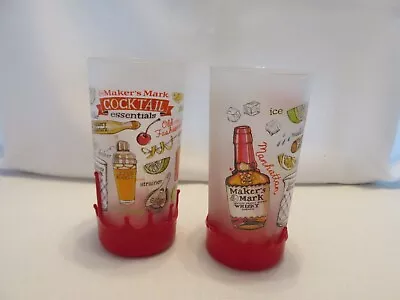 Pair Of Maker's Mark Whisky Cocktail Glasses Adv Lots Of Graphics • $9