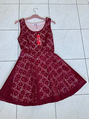£6 • Buy Wall G Dress Red Raspberry Pink Lace Size S/8 NWT 