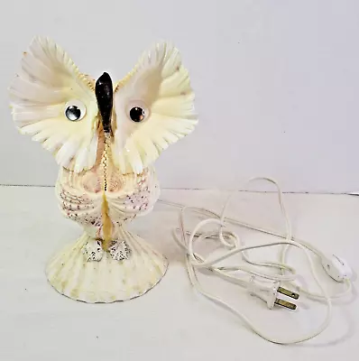 Seashell Art Owl Vintage Sea Shell Decorative Lamp Tacky Weird  • $15