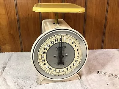 Vintage Hanson Model 2000 25 Lb Utility Country Farm Kitchen Scale White Yellow • $24.95