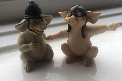 £5 • Buy Pair Of Pig Ornament By Pig Tales Aviator And Police Officer