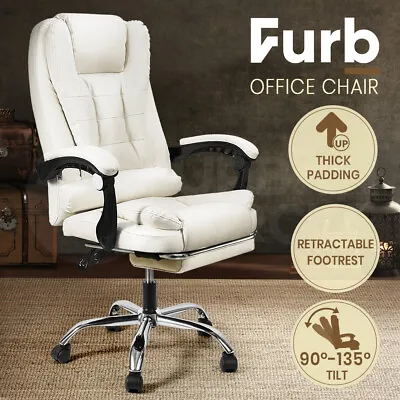 Furb Office Chair Executive Gaming Computer Study PU Leather Seating Footrest • $119.95