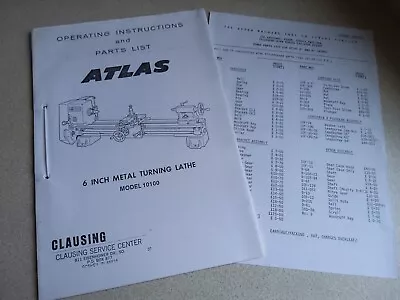 Atlas Lathe Model 10100 Operating Instructions And Parts List  ( Copy) • £20