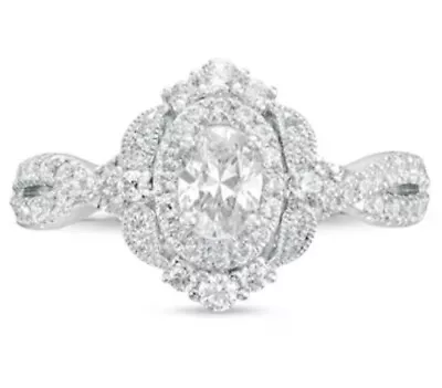 1 C.t. T.w Oval Diamond Double Frame Twist Shank Paisley Engagement Ring 14 Kt W • $489.99