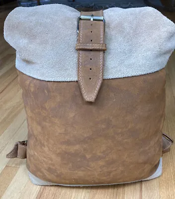 Brown & Beige Suede Moroccan Leather Backpack 19  L X 12  W X 3.5  D • $65