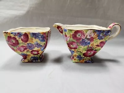 Royal Winton Grimwades Antique Chintz Creamer & Sugar Set Made In England • $74.50