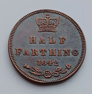 1842 Half Farthing - Queen Victoria  100% Copper Original Size  • £4.75