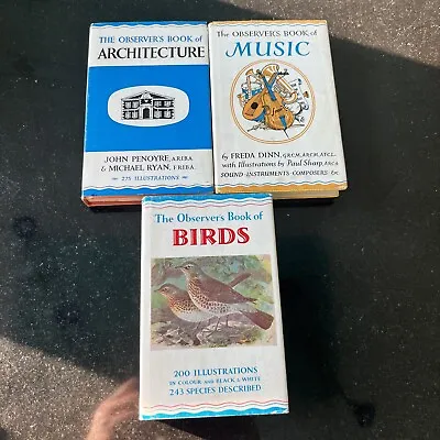 Observer’s Book X 3 - Architecture Birds Music- Excellent Dust Wrapper • £12