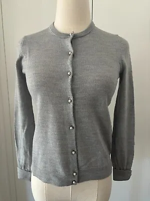 J Crew Jackie Cardigan Wool Gray Pearl Buttons Small S • $20