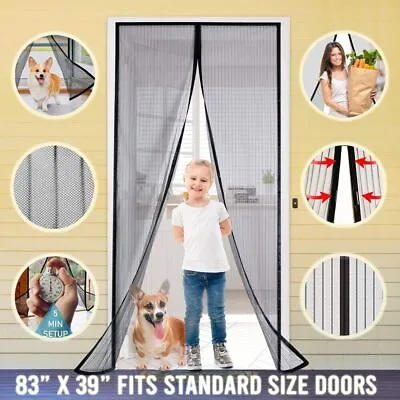 Magnetic Screen Mesh Door Retractable Heavy Duty Hands Free Mosquito Fly Curtain • $9.53